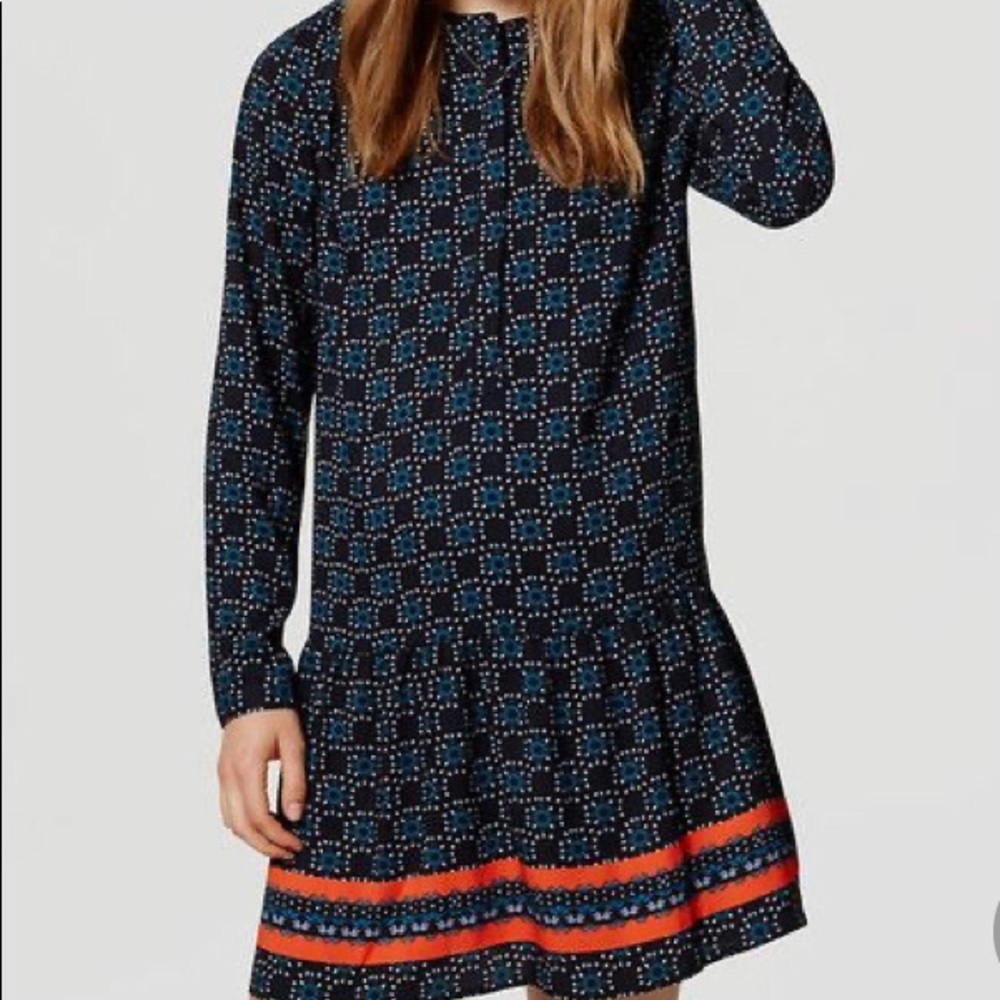 Loft Blue Drop Waist Dress Size-Small